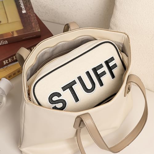 uekeboag Canvas Chenille Letter Stuff Makeup Bag(01Black-Stuff) - color: Black Stuff