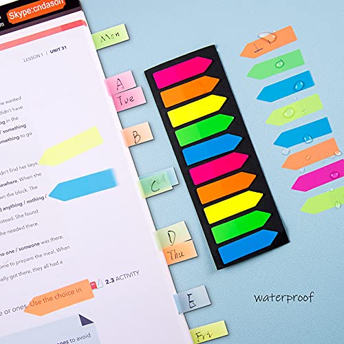 Ericter 1200 Pcs Sticky Tabs Page Markers Sticky Index Tabs, Arrow Flag Tabs - 10 Primary Color Tabs Page Flag Markers Bookmarks Book Tabs for Annotating Books - color: Arrow, size: 1200
