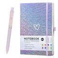 Bling A5 Lined Journal Notebook with Pen for Girls Women, Purple - color: Purple