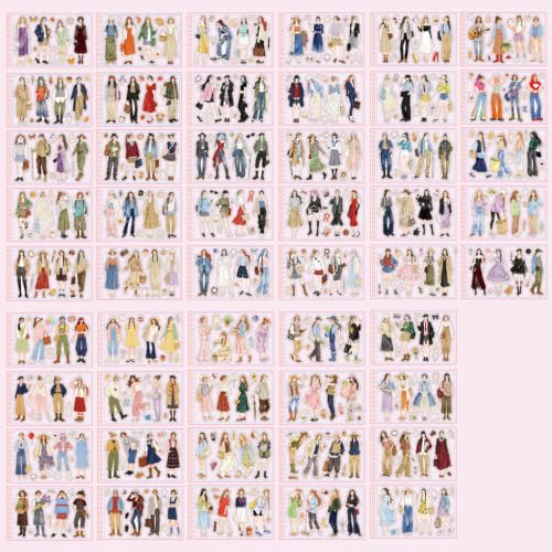 Women Character Sticker Book for Journaling, 50 Sheets PET Stickers - color: 50 Sheets Girls Sticker Book