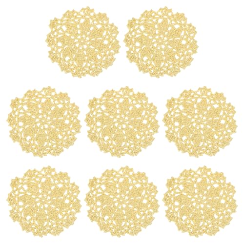 uxcell Fabric Coasters, 8pcs 4" with Floral Pattern Light Yellow - color: Light Yellow