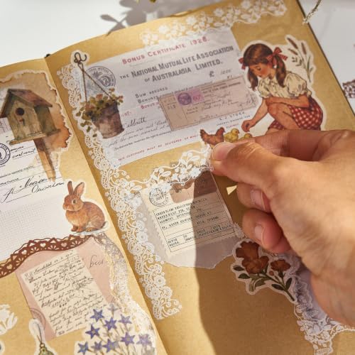 200 Pcs Vintage Brown & White Lace Border Stickers for Scrapbook - style: Brown&White