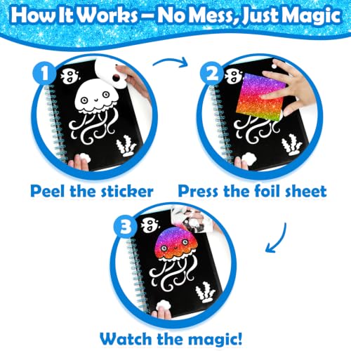 FUNNYB&G Foil Art Craft Kit for Kids, Sparkly Birthday Gift Toy for Kids - style: Ocean