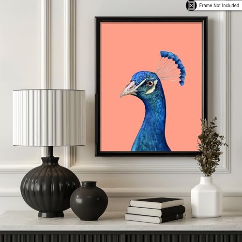 Poster Master Peacock Print - Bird Portrait Poster - Trendy Art - Minimal Wall Design - Gift for Men, Women & Animal Lover - Aesthetic Decor for Dorm, Living Room or Bedroom - 8x10 UNFRAMED Wall Art - color: Style-18, size: 8"L x 10"W