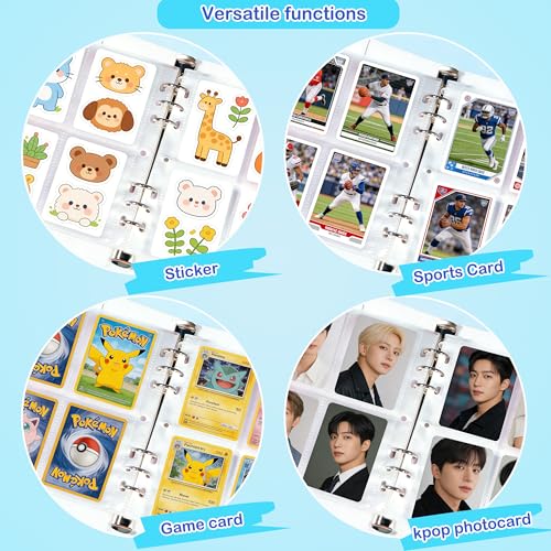 30 Pack 2.5x3.5 Card Sleeves Binder Sheets, 6/3 Ring A5 Binder Inserts, Ultra-Clear Double Sided 4 Pocket, Top Loading, for Trading Card, Photocard and Postcards - size: 2.5" x 3.5"（4 Pocket）