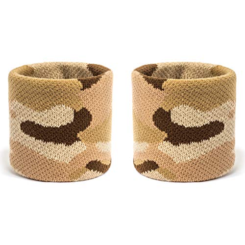 Suddora Camo Headband/Wrist Band Set - Camouflage Sweatbands for Basketball, Tennis, Working Out, Gym - color: Camo Tan