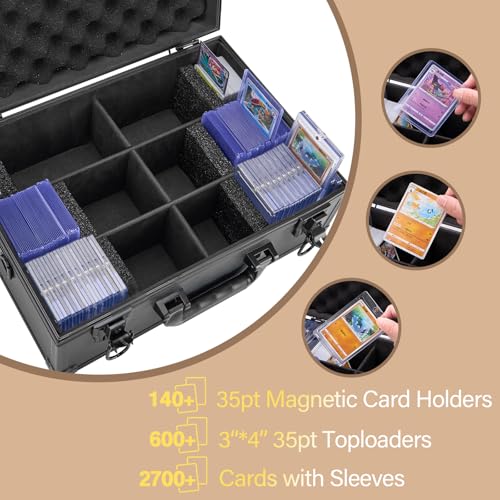 LOCKCURX Trading Card Storage Box, Holds 600+ Toploaders, 3"x4" 35pt Cards