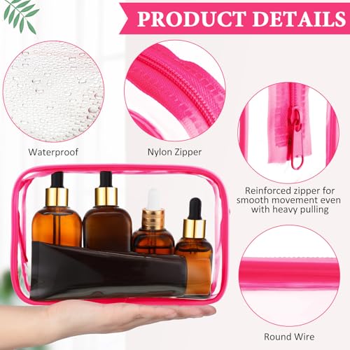 Weewooday 12 Pcs Clear Cosmetic Bags PVC Zipper,None - color: Rose Red, size: Medium