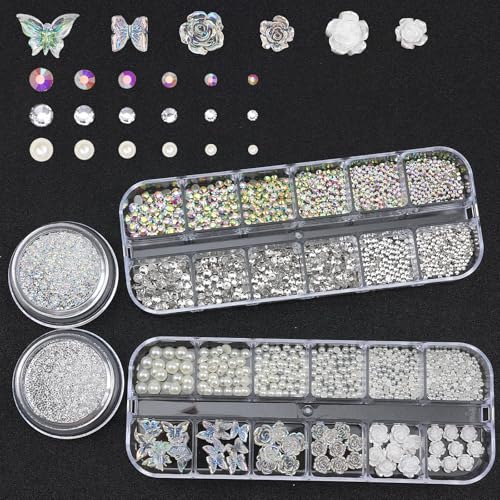 Flatback Nail Pearls Rhinestones for Nail Art DIY Nail Charms - color: Colorful-03