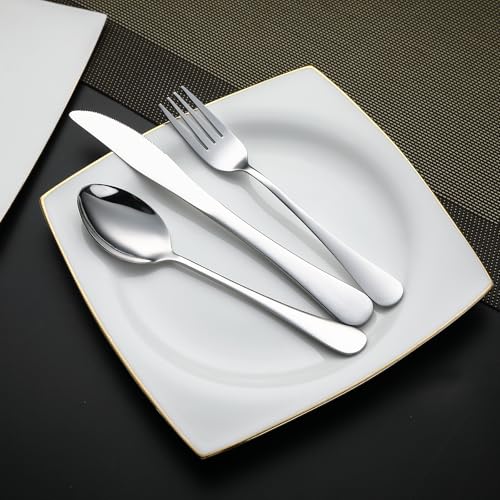 DEVICO Travel Utensils with Case, 5 Piece Portable Silverware Set for Work - color: Silver