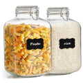 ComSaf Square Glass Jars with Airtight Lid 1.3 Gallon 2 Pack Large Canister - size: 1.3 gallon x 2