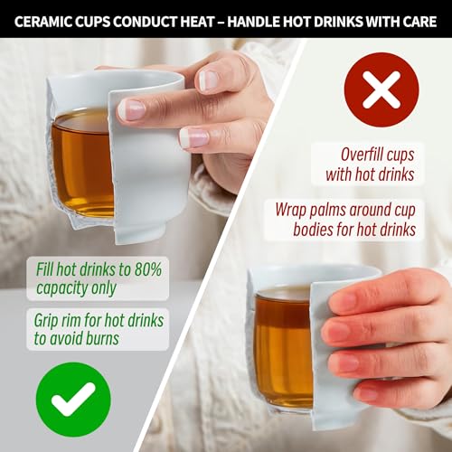 TEANAGOO Japanese Tea Cups, Chinese Tea Cup, 7.2Oz / 205 Ml, Ceramic Tea Cups for Adults, Ceramic Cups no Handles, Japanese Cups, Asian Matcha Cup, Ivory White, 4 Pcs/Box, H7 - color: Ivory White, size: 7.2 fl oz (4-Count)