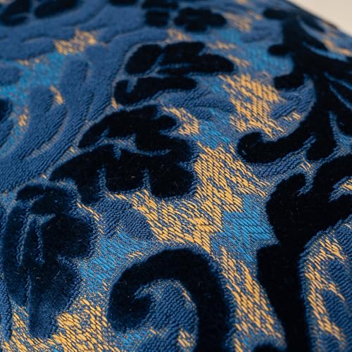 Alerfa Boho Blue Floral Throw Pillow Cover 20x20 Inch Cut Velvet Sqaure Luxury Embroidered Decorative Pillow Cover for Couch Living Room Bedroom - color: Blue, size: 20" x 20" (Pack of 1)