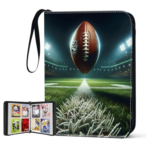 Trading Card Binder, 4 Pockets 400 Card Holder Collector Album with 50 Removable Sleeves, Portable Trading Collection Album for photocard kpop mtg/TCG Game Football Sports Cards, Cool Football