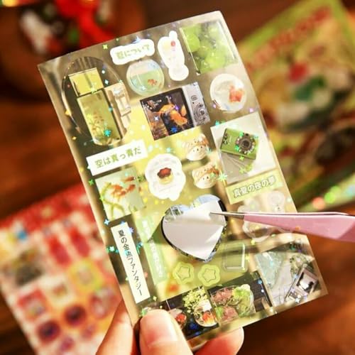 Japanese Kawaii Sticker Book, Die-Cut Cute Food & Manga Style Aesthetic Stickers for Journaling, Scrapbooking, Planners, Junk Journal Supplies (A) - color: A