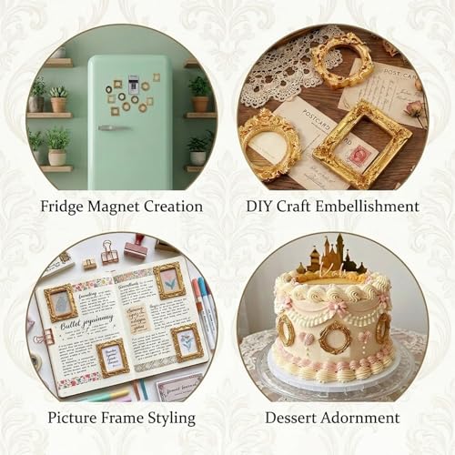 10 PCS Mini Vintage Resin Picture Frames, Small Gold Antique Frames for DIY Jewelry, Christmas Party Home Decor Wall Hanging
