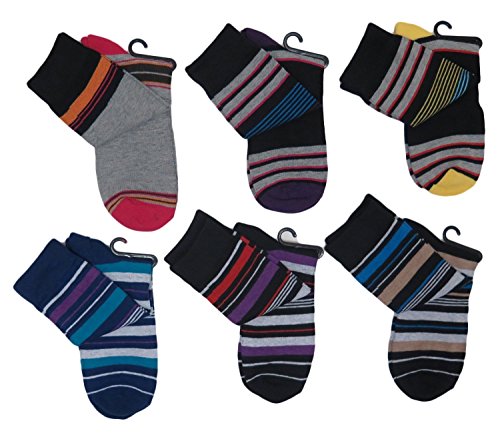 Gilbins Pattern Striped 80% Cotton Dress Socks 6 Pairs,size 10-13 - color: Style 1