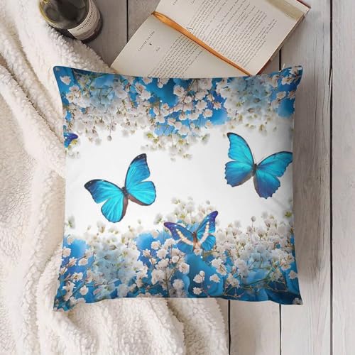 Butterfly Girl Nature Landscape Pillow Covers, Spring Botanical Floral Teen Kids Scenic Home Decor Sofa Bedroom Cushion Outdoor Indoor Decorations 16 "x16 - color: Butterfly-1, size: 16" x 16" (Pack of 2)