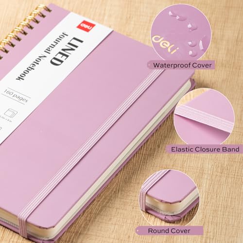deli Taro Purple Lined Spiral Journal Notebook, 160 Pages, A5 (5.5"x8") Hardcover Writing Notebook, College Ruled Spiral Bound Journal for Women & Men - Perfect for Work, School, Office & Note Taking - color: Taro Purple