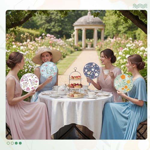 AceOrbit 24 Pcs Floral Round Foldable Hand Fans 8 Styles Japanese Foldable Fan Pop up Round Handheld Cooling Fan with Pouch for Women Purse Travel Outdoor Games Summer Wedding Party Favor Decoration - style: Vintage Flower