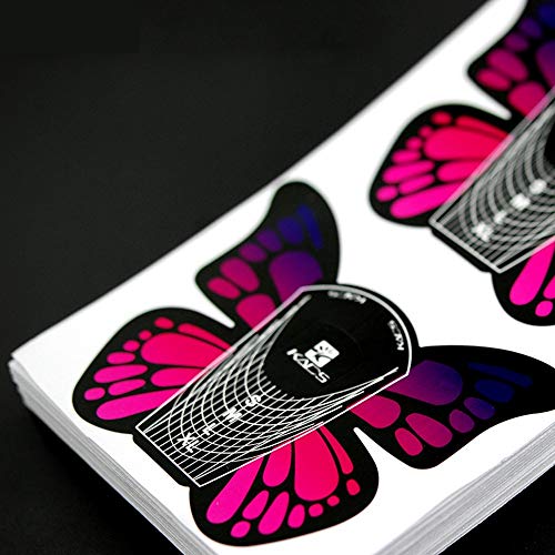 KADS 100Pcs Butterfly Nail Forms Self Adhesive Extension Poly Nail Gel Tool