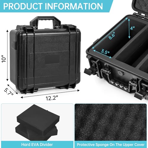 Waterproof Toploader Storage Box for 3" x 4" 35pt Rigid Card, Trading Card Case Holds 300 Toploaders, Sports Card Storage Boxes with 3 EVA Divider
