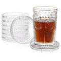 JUXYES Set of 8 Heat-Resistant Clear Glass Coaster for Hot and Cold Drinks - color: Clear, size: 8 Pack