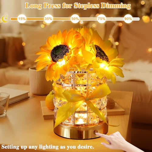 Sunflowers Flower Lamp Birthday Gifts for Women Mothers Day Gifts - style: Round