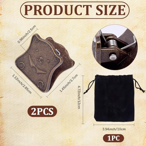 CRASPIRE 2Pcs Bear Metal Journal Clip Cute Vintage Animal Notebook Page Holder with Bag Reusable Traveler Bill Binder Bronze Alloy Paper Clips Organizer Files for TN Travelers Art Reading Accessories - style: 2Pcs Bear