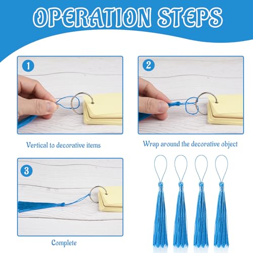 100 Pcs Bookmark Tassels Bulk Lake Blue Soft Craft Silky Handmade Mini Tassels for Jewelry Making with Loops for DIY Craft Accessory Dress Decoration - color: Lake Blue