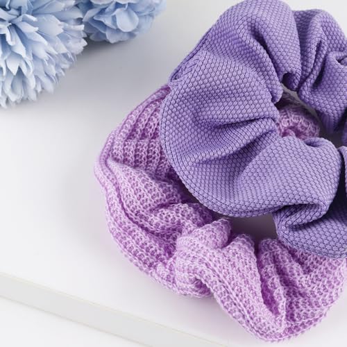 Scrunchies for Women Girls 6Pcs Purple Velvet Scrunchies for Thick Hair Ultra Textured Soft Corduroy Scrunchy Hair Ties Lavender Elastic Hair Bands Ponytail Holders Bulk Cute Hair Accessories - color: C-Purple 6PCS