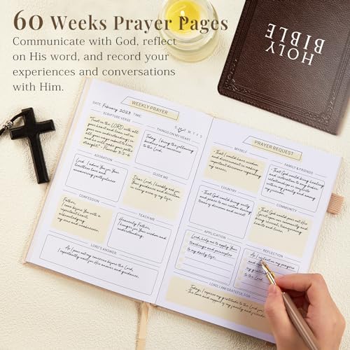 JUBTIC Prayer Journal for Women, Bible Journal with Scripture, Beige - color: Beige
