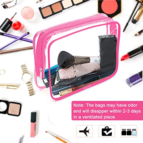 APREUTY 6 Packs Clear Makeup Bags, TSA Approved Toiletry Bag Set, Rose Red - color: Rose Red-6PCS(Large+Medium+Small)