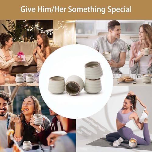 Ceramic Tea Cup Set, 5OZ Espresso Cups, Retro Grey, Set of 4 - color: Retro Grey