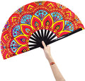 Large Folding Hand Fan Rave Fans, Fantasy Flowers - color: Fantasy Flowers