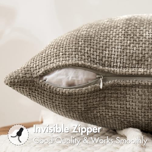 MIULEE Decorative Couch Throw Pillow Covers 16x16 Inch Neutral Khaki 2 Pack - color: Khaki, size: 16" x 16" (Pack of 2)
