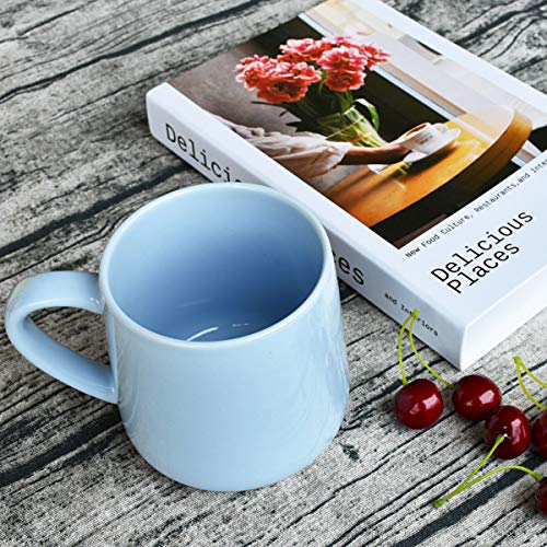 Bosmarlin Large Glossy Ceramic Coffee Mug, Tea Cup for Office and Home, 18 oz, Suitable for Dishwasher and Microwave(Blue, 1) - color: Blue