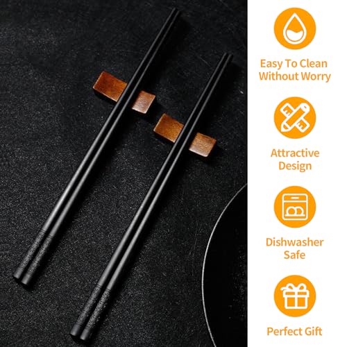 12 Pairs Fiberglass Chopsticks Reusable Chop Sticks Black Chopstick Dishwasher Safe Japanese