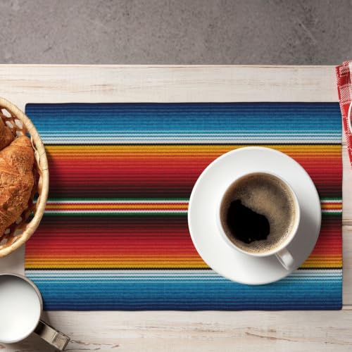 Mexican Stripes Placemats Rectangle Linen Table Placemet Set of 4 - color: Colorful, size: Set of 4