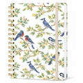 Blue Bird Lined Spiral Notebook, Pretty Hardcover Journal 6'' x 8.4'', Floral Notebook for Women, Work, Writing, Note Taking, Journaling Gift - color: Flower Bird