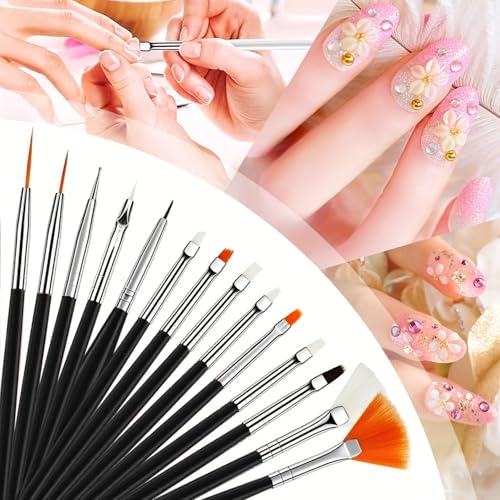 Nail Art Tools 27Pcs Set,Nail Art Brush,Resin Nail Art Palette,5 Pcs Nail Art Sculpture Pen,2-way Acrylic Silicone Engraving Pen Dotting Pen Tools Nail Art Kit for Nail Art DIY - color: F4#Black Style 9