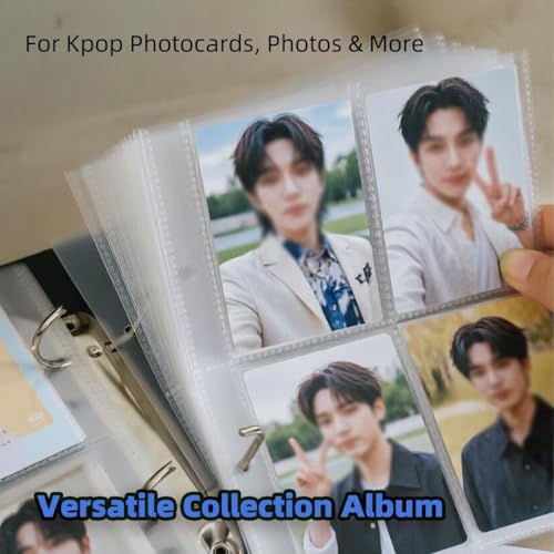 Kpop Photocard Binder 2 Pack - Holds 400 Cards, 100 Pockets per Binder (Each Pockets Holds 2 Cards), 2.5"x3.5" Small Card Album Collection Book, Top-Loading Sleeves for Trading Cards, Black & White - color: Black & White