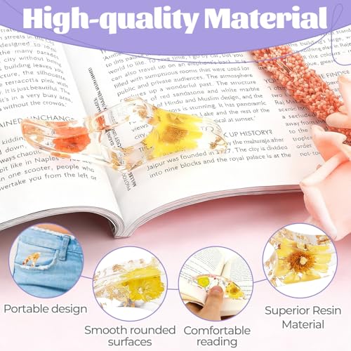 Dried Flower Book Page Holder 2PCS Book Accessories Thumb Book Page Holder Handmade Flower Bookmark for Reading Lovers Gifts for Book Lovers Teachers Students Kids (Styled 2Pcs) - color: Styled 2pcs