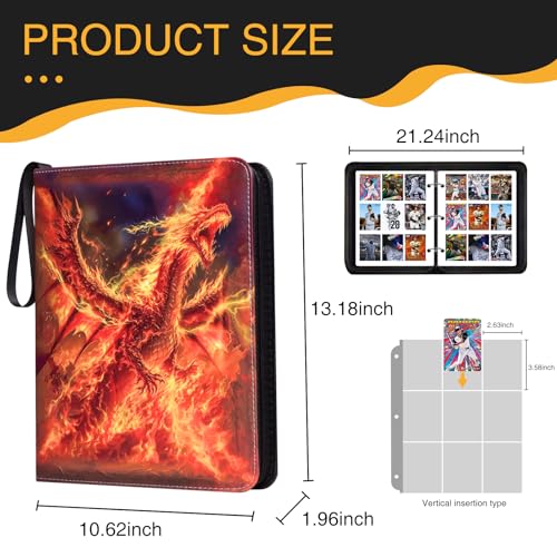 Card Binder, 9 Pocket 990 Card for Collectible Trading Card Albums - color: 990-GOLD-Dragon-1