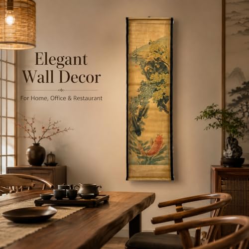 Wall Art Poster Prints Painting Scroll Decor Autumn Chrysanthemum Koi Fish - color: D3