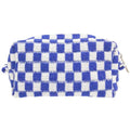 Checkered Makeup Bag for Purse, Small Travel Cosmetic Pouch,Sapphire Blue - color: Sapphire Blue