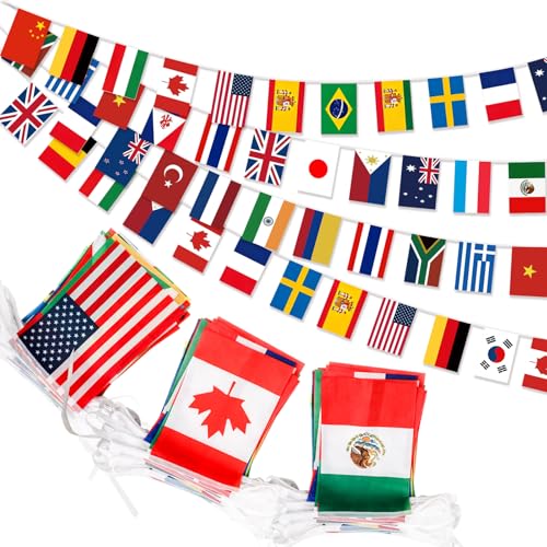 MARFOREVER 105 Ft World Flags Bunting Banner 100 Countries String Flags