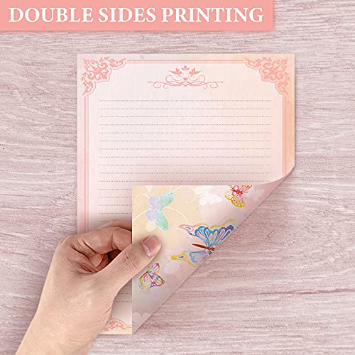 ANZON MORIES 72 Pcs Pink Butterfly Stationary and Envelope Set, 8.5"x11"