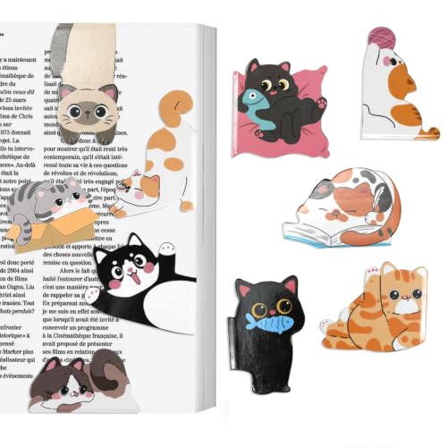 10 Pcs Magnetic Bookmarks, Cute Cat Double-Sided Printed Page Book Markers, Perfect Bookmark for Women, Ideal Gifts for Readers Teachers Students Book Lovers - style: big cat
