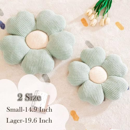 Kcvvcr Flower Throw Pillow, Cute Flower Shaped Pillow Decorative Throw Pillow for Bed Couch, Soft Daisy Pillows Floor Seating Cushion Cushions (14.9 Inch Sage Green) - color: Sage Green, size: 14.9 Inch